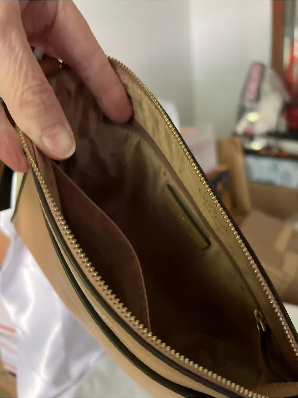 Kate Spade Pebbled Leather Crossbody Bag in Tan and White